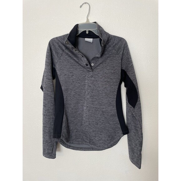 Columbia Sweatshirt Womens Medium Grey Mock Quarter Button Sweater Pullover - Picture 1 of 4